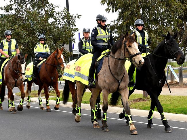 Mounted police are patrolling the area. Picture: Nicole Garmston