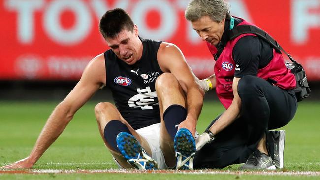 Matthew Kreuzer has had surgery on hiw wrecked foot. Picture: AFL Photos/Getty Images