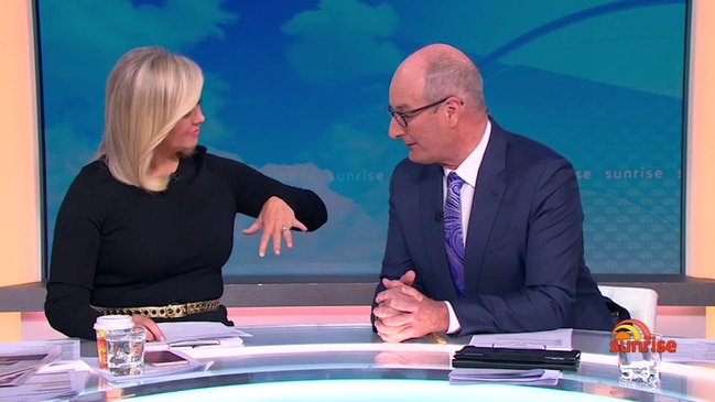 Sam Armytage shows off her wedding ring (Sunrise)