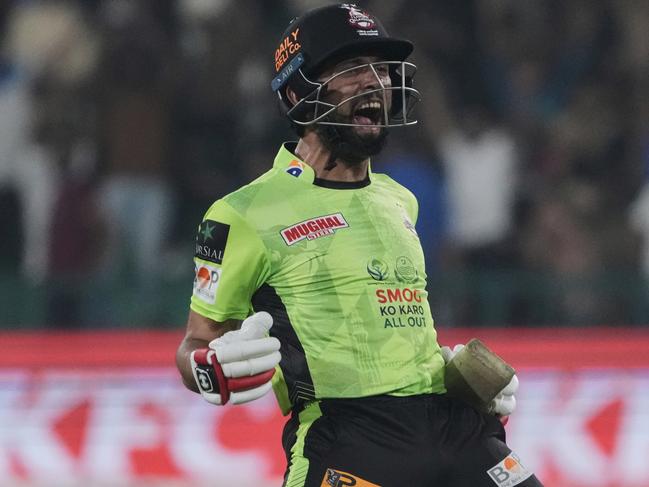 Lahore Qalandars' Sikandar Raza celebrates.