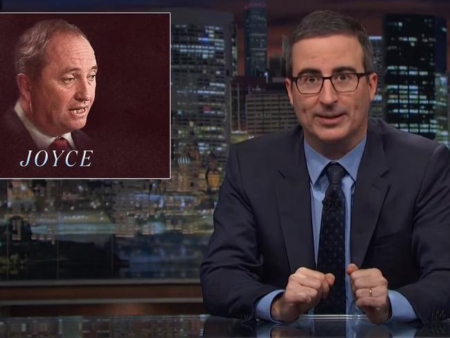 John Oliver took a swipe at Barnaby Joyce on his show Last Week Tonight.