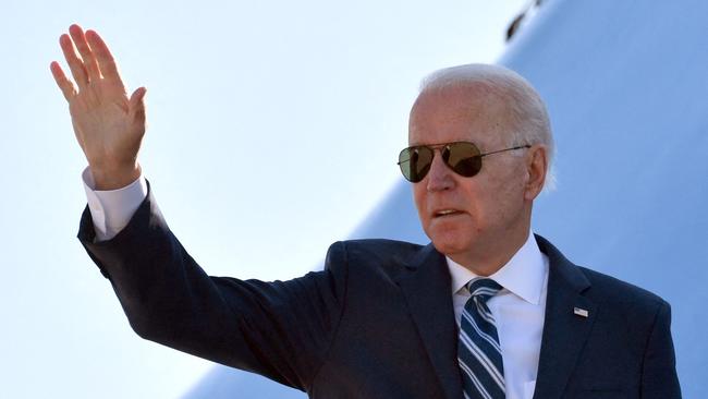 US President Joe Biden boards Air Force One at Andrews Air Force Base in Maryland on Wednesday. Picture: AFP