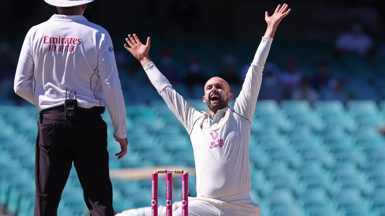 Nathan Lyon needs one more dismissal to become the first off-spinner to take 400 Test wickets. Picture: David Gray/AFP