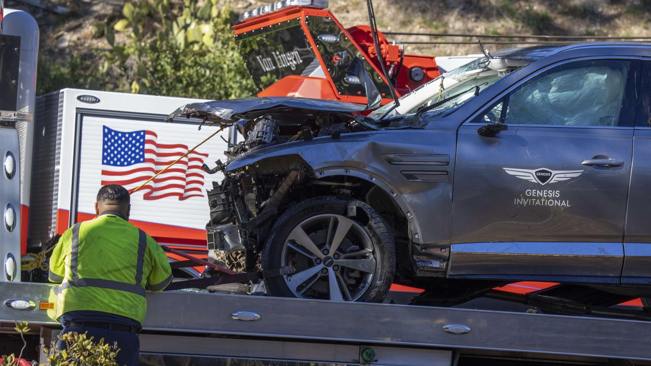 The destroyed car of Tiger Woods after a horror crash late last week.