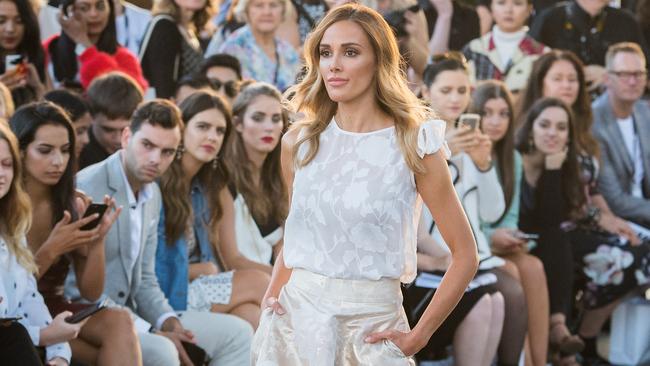 Rebecca Judd models at VAMFF Runway event at Melbourne Museum.