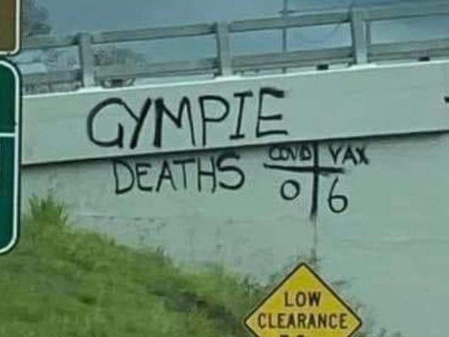 ‘Appalling, senseless’ anti-vax tags deface bridge