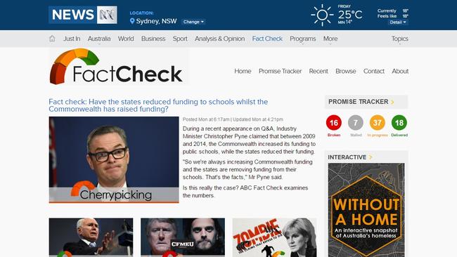 The ABC’s Fact Check website.