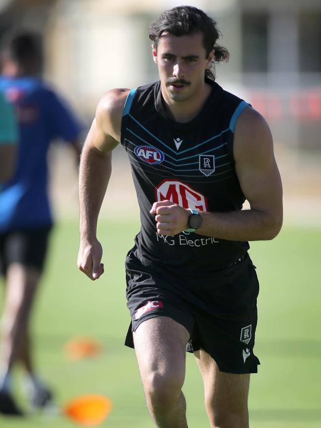 Port Adelaide youngster Josh Sinn looks set for a big 2024 after several injury-hit seasons. Picture Dean Martin