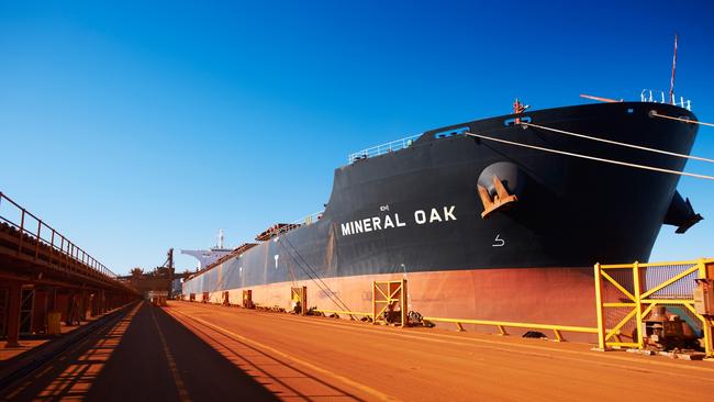 A BHP bulk carrier at Port Hedland.Picture: Supplied.