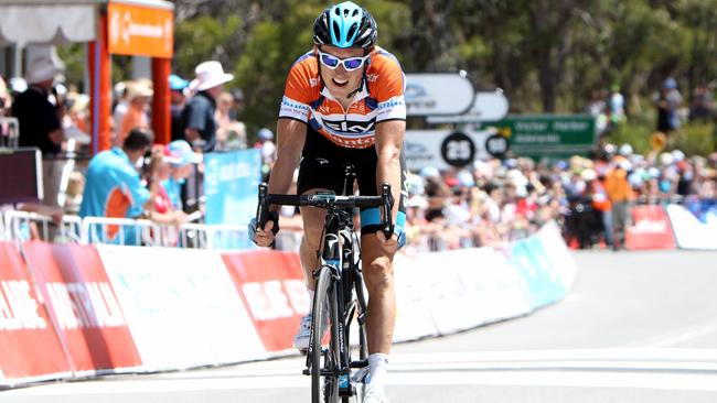 Geraint Thomas took the TDU’s ochre jersey by winning the inaugural stage up Corkscrew Road in 2013.