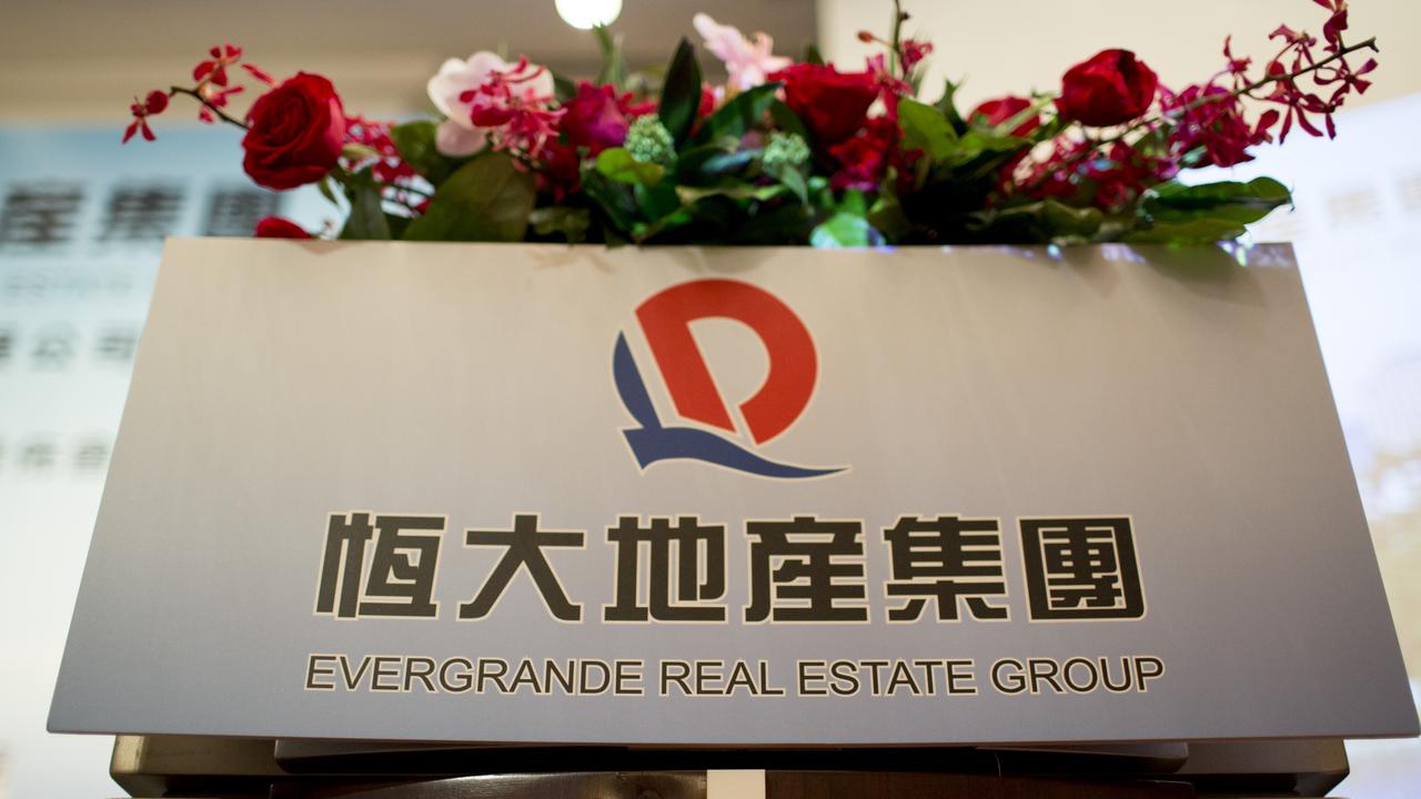 Signage for Evergrande Real Estate Group. Picture: Brent Lewin/Bloomberg