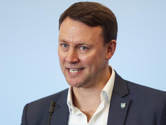 SYDNEY, AUSTRALIA - MAY 27:  Sydney FC CEO Mark Aubrey speaks during a Civic Reception For Sydney FC A-League Womens Champions at Leichhardt Oval on May 27, 2024 in Sydney, Australia. (Photo by Matt King/Getty Images)