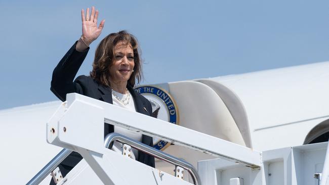 Kamala Harris boards Air Force Two at Joint Base Andrews in Maryland bound for Savannah, Georgia, for a two-day campaign bus tour. Picture: AFP