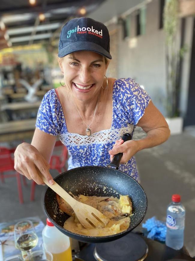 Get Hooked Fresh Seafoods' Sam Beau Patrick during her Facebook live cooking show.