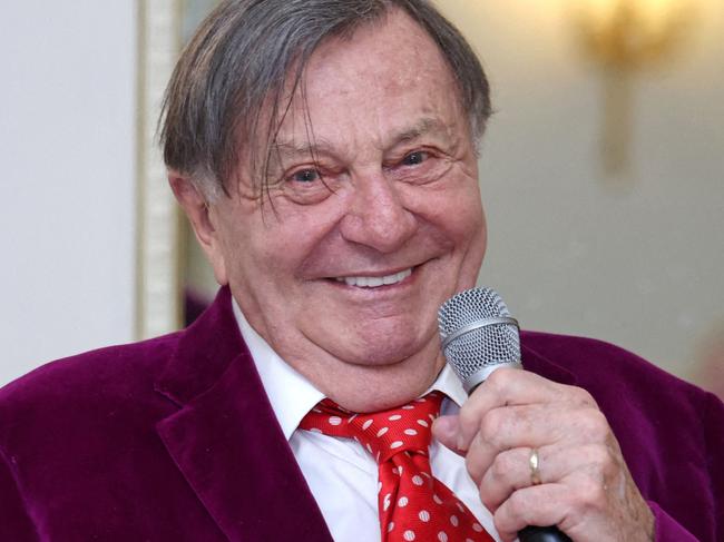 Barry Humphries speaks in 2021 at London's’ s Oldie Of The Year Awards 2021 at The Savoy Hotel. (Photo by CHRIS JACKSON / POOL / AFP)