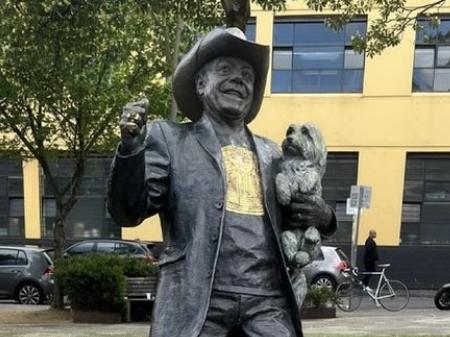 The Molly Meldrum statue in Wangaratta Street Park, Richmond, has been vandalised again. Unknown people tried to dig it up - or maybe topple it over - sometime around the end of September/start of October.The City of Yarra removed the statue after the vandalism was discovered and it is still under repair. It is hoped the statue will be back in place before Christmas.This picture shows the damage done by the unidentified diggers.Picture: Instagram