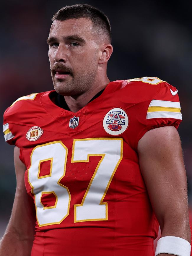 Kelce celebrated with the boys. (Photo by Dustin Satloff/Getty Images)