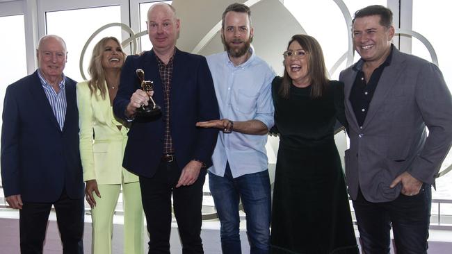 Gold Logie nominees Ray Meagher, Sonia Kruger, Tom Gleeson, Hamish Blake, Julia Morris and Karl Stefanovic. Picture: Nigel Hallett