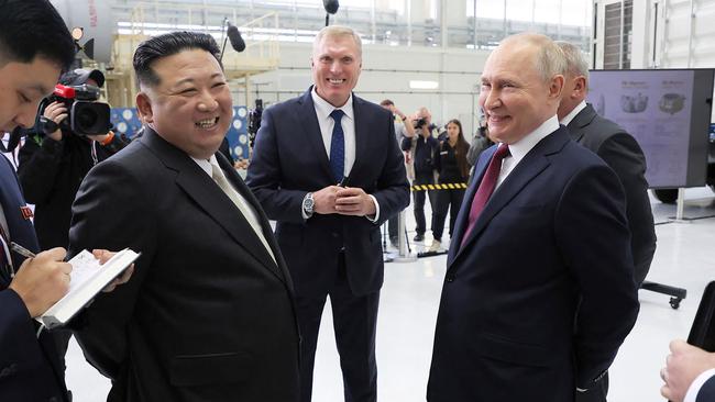 Kim Jong-un and Vladimir Putin at the Vostochny cosmodrome. Picture: AFP