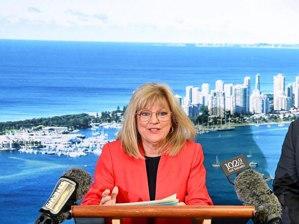 Acting Mayor Donna Gates gave a press conference on Friday warning of Cyclone Alfred's possible impact. Picture, John Gass