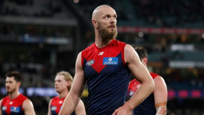 Max Gawn is prepared to take a back seat alongside Brodie Grundy. Picture: Michael Willson/AFL Photos via Getty Images