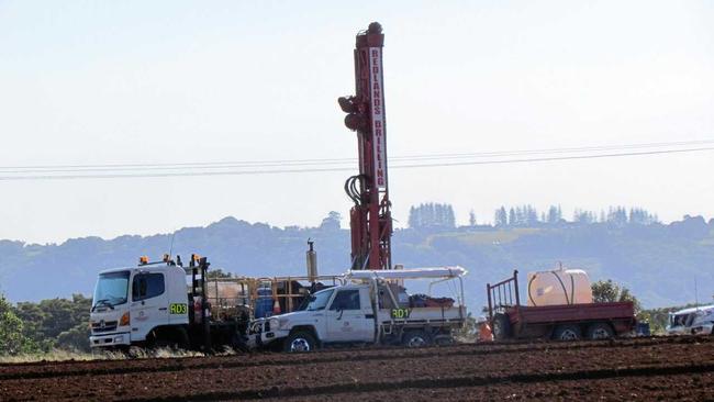 A drill is being used to take soil samples on the site of the new $534 million Tweed Valley Hospital at Cudgen. Picture: Rick Koenig