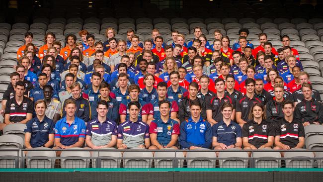 The AFL’s latest batch of draftees at the induction camp. Picture: Eugene Hyland