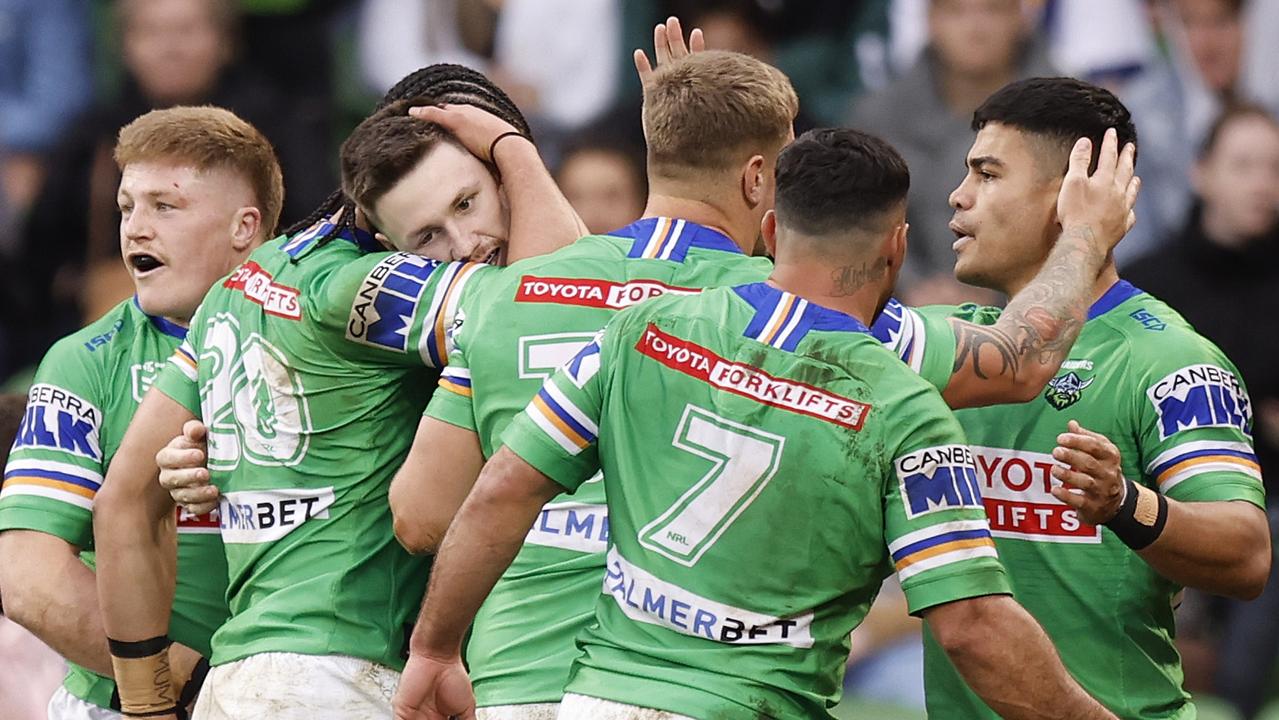 James Schiller celebrates a try (Mike Owen/Getty Images)