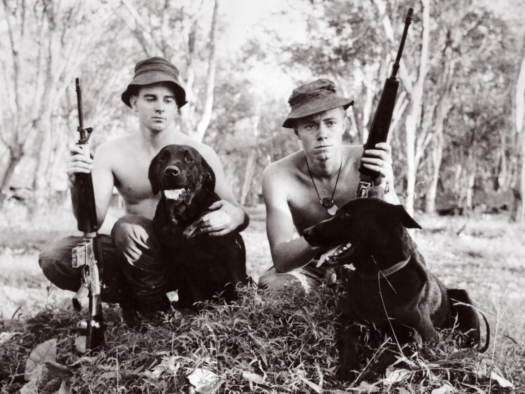 Both pictured left, Private Denis “Fergie” Ferguson fought for the repatriation of his former military working dog Marcus, who was left in Vietnam after the war. Since the Vietnam War and cases like Marcus’s, pressure was bought to bear and Australia’s war dogs are now repatriated. Picture: file image/Suzanne Curry