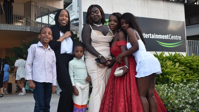 Erasme Tumukunde, Chandier Puotpot, Joseline Dusabe, Ange Izere at the 2021 Bundamba State Secondary College year 12 formal, Ipswich Turf Club 17th of November 2021. Picture: Jessica Baker