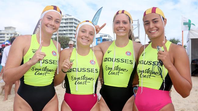 Newport under-17 winning swim team Oliva Clues, Dominique Melbourn, Charlie Barbour and Pipi Te Pania. Picture: SLSA.