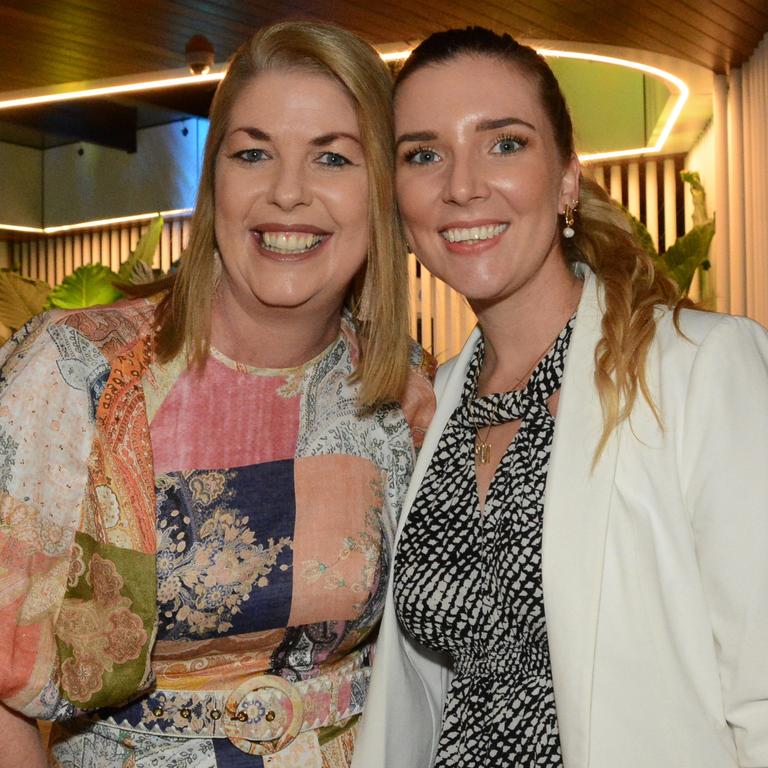 Shalon Lawler and Myriam Risch at the opening of Isoletto Pool Club at The Star Gold Coast. Picture: Regina King