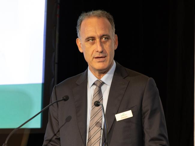 Wesfarmers CEO Rob Scott presenting at the strategy day. Picture: David Berrie