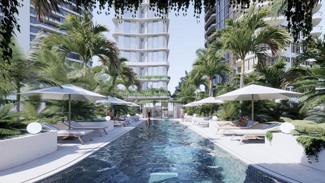 Artist impression of Belvue tower proposed for Runaway Bay by Monaco Property Group and Polites Property Group