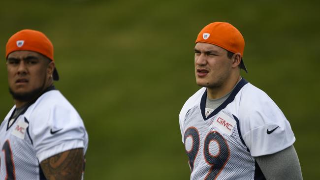 Adam Gotis (R) is expected to play a big role in Denver’s defensive rotation this year.