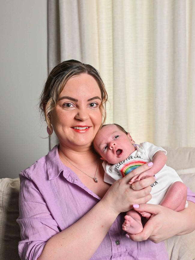 And Danielle with baby Lily. Picture: Brenton Edwards