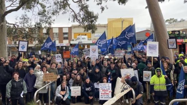 Darebin council workers walked off the job and protested on the steps of Preston Town Hall after engaging in industrial action for better pay for the past six weeks.