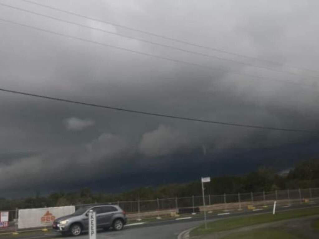 Hail has reportedly been recorded at Morayfield, north of Brisbane,