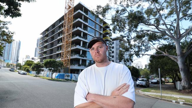 Luke Hill was a first home buyer in the unfinished Descon's Waverley Residences at Southport. Picture Glenn Hampson