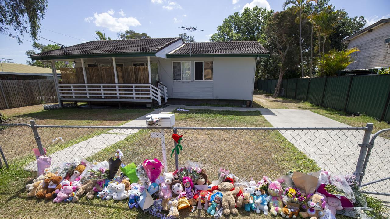 Tributes are seen at a house on Logan Reserve Road, Waterford West. Picture: AAP Image/Glenn Hunt