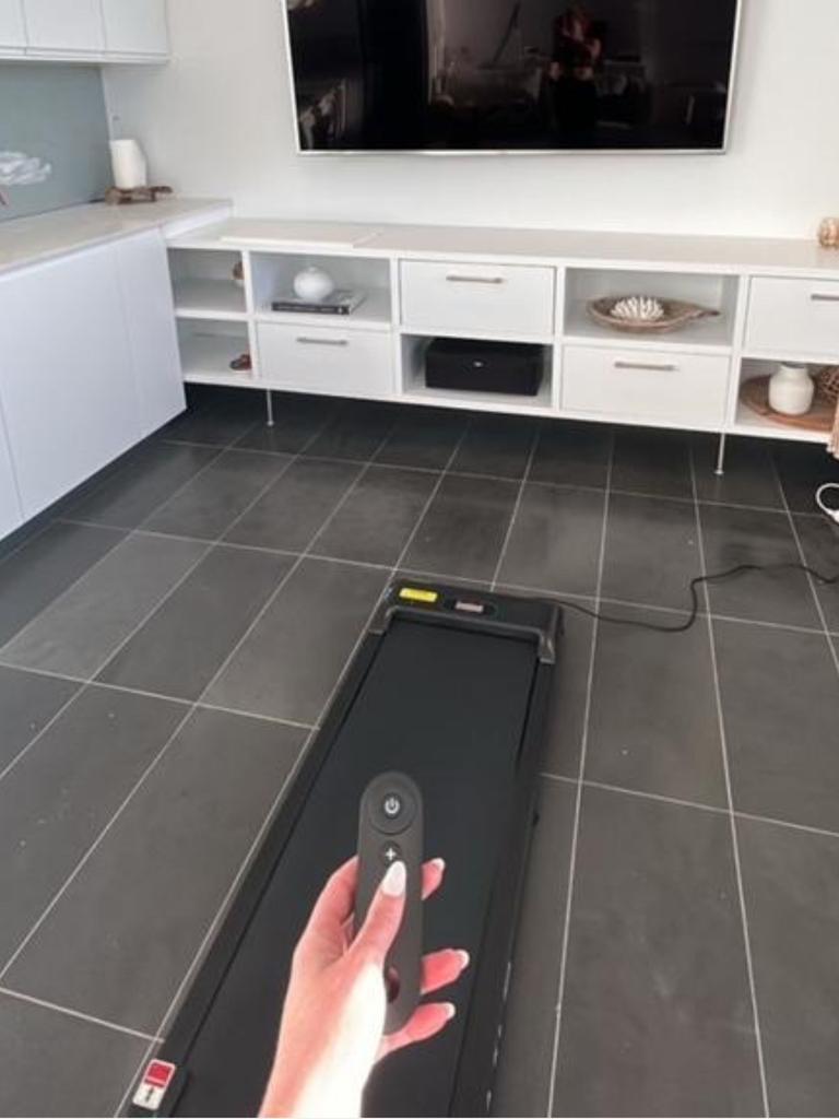 The Black Lord Walking Pad is easy to use and store away. Picture: Madison Geros