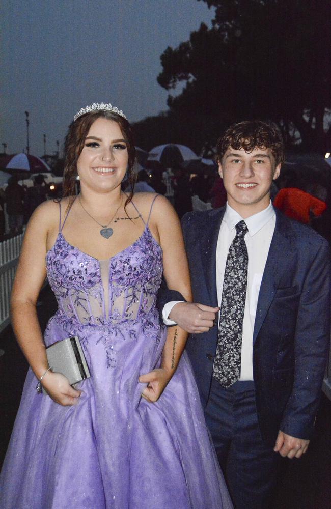 Kattina Jordan and partner Ryrie King at Wilsonton State High School formal at Clifford Park Racecourse, Wednesday, November 13, 2024. Picture: Tom Gillespie