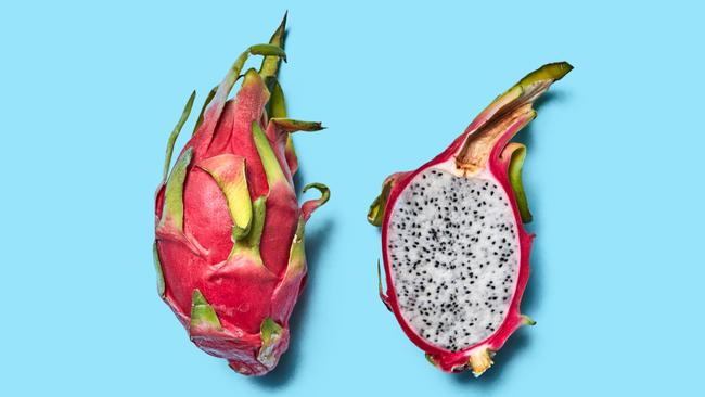 The red or yellow-skinned fruit, which take about six weeks to ripen, can have white or pink flesh, speckled with tiny black seeds.