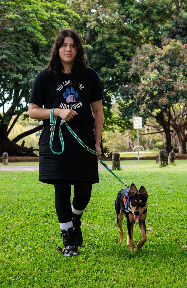 Zach Giles and service dog Bobbi. Picture: Pema Tamang Pakhrin