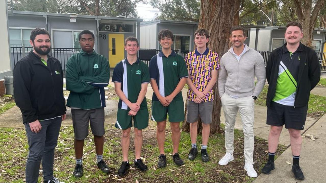 Tim Robards is a hands-on ambassador for Top Blokes, who recently visited Cronulla High School to meet the boys graduating, saying he couldn’t believe how open and confident they were. Picture: Supplied