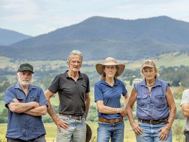 NEWS: Sharon and John McEvoy at DederangSharon and John McEvoy are local farmers opposing a lithium battery facility on a neighbouring farm. PICTURED: L-R Paul Ingram, John and Sharon McEvoy, Chris Hicks and Mick Fisher-Smith.Picture: Zoe Phillips