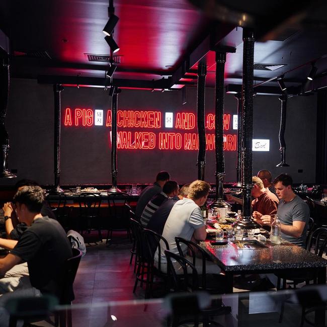 The dining room at Hanwoori BBQ in Brisbane City.