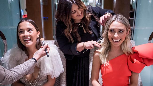 WAGS Olivia Burke and Hannah Davis are ready for another Brownlow. Picture: Jake Nowakowski