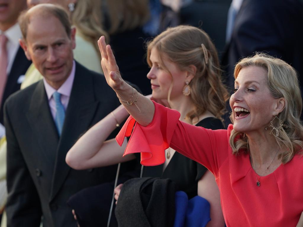 Prince Edward, Lady Louise and Sophie, Duchess of Edinburgh at the concert. Picture: PA