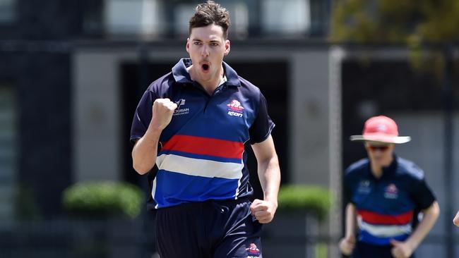 Ben Roosenboom is pumped after a wicket. Picture: Steve Tanner